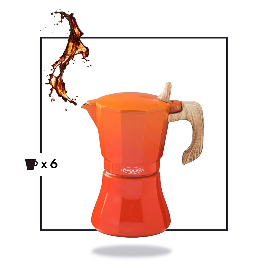 Moka inducción naranja 6 tazas - Cafeteros Chile